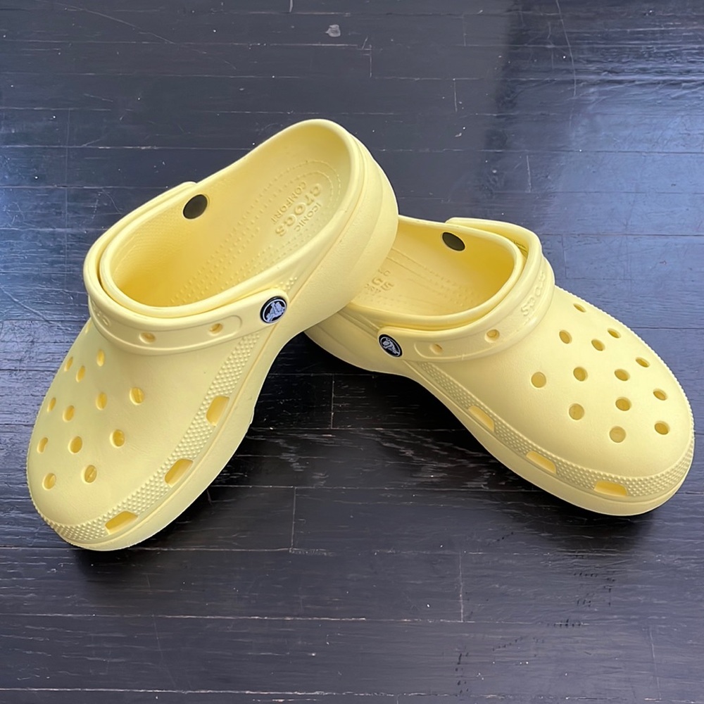 Yellow Platform Crocs - Size W8
